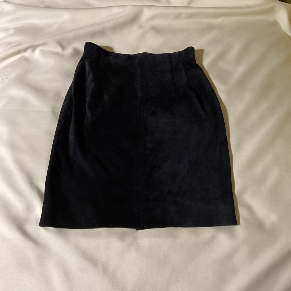 Lord & Taylor Vintage Suede Black Pencil Skirt